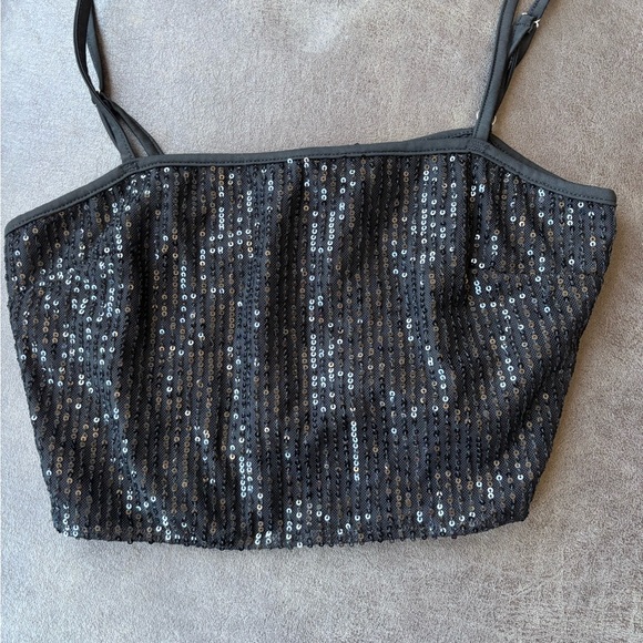 Tops - Black Sequin Cami Top